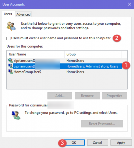 Windows, login, without password
