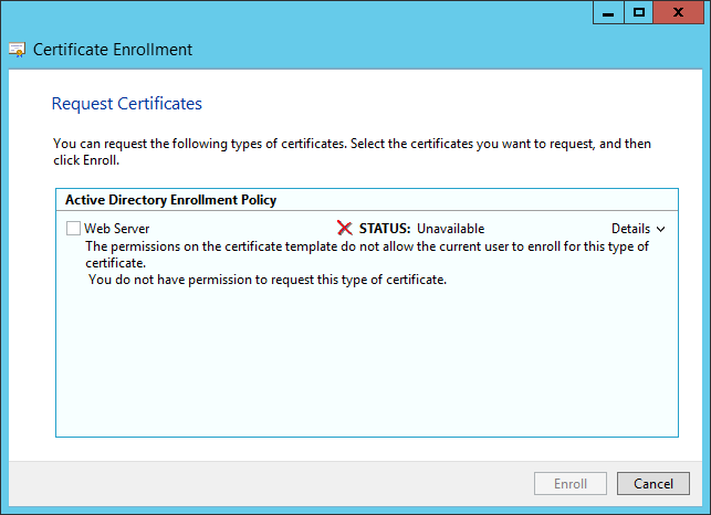 Certificate Renew You do not have permission to request this type of Certificate