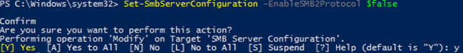 Dsable smb2 using set-smbserverconfiguration cmdlet