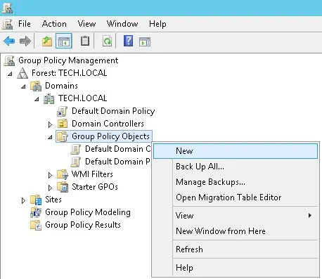 Windows 2012 - Group Policy Objects