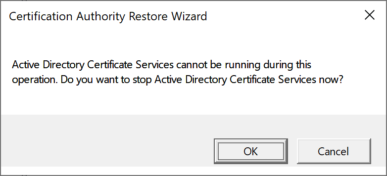 thumbnail image 15 captioned Confirm stop of Active Directory Certificate Services